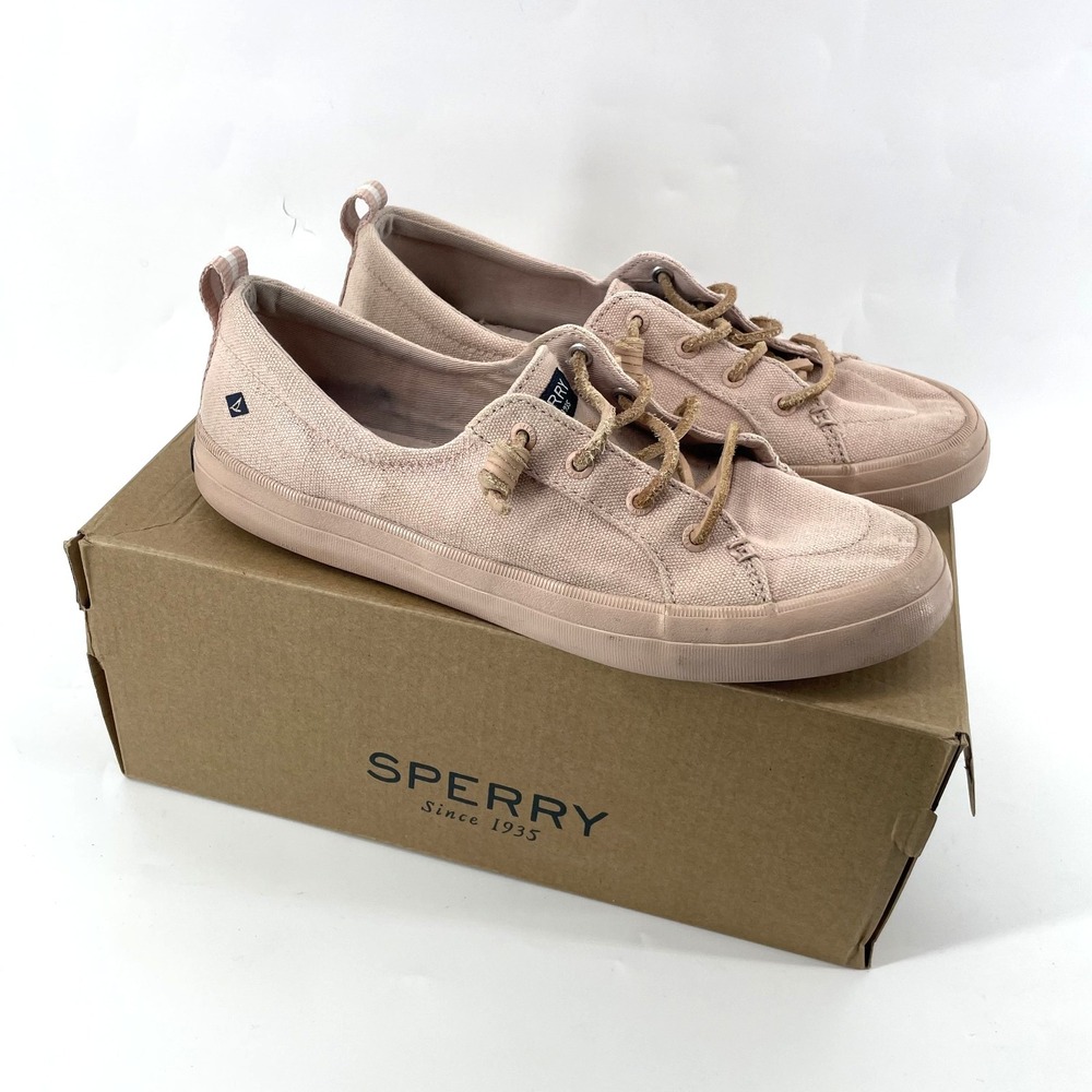 Sperry Women's Size 9 Crest Vibe Flooded Rose Pink Sneaker Leather Laces FLAW
